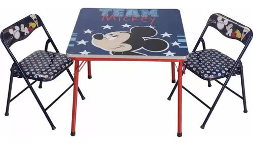 Mesa + 2 Sillas Plegables Mickey Mouse