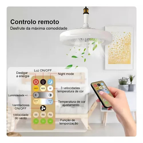 Ampolleta Ventilador Para Soquete E27 De Techo + Control