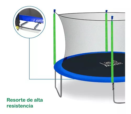 Cama elástica Little Monkey mkz-tramp10ft con diámetro de 10 ft, color del cobertor de resortes azul y lona negra