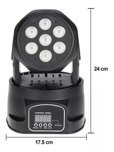 Cabeza Movil Robotico Par 7 Led Rgbw Dmx Fiesta Disco